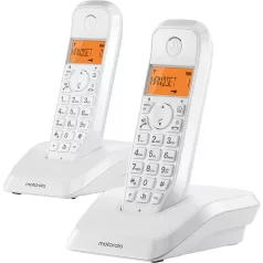   Motorola S1202 Duo DECT vezeték nélküli telefon 2 db kézibeszélővel, dokkolóval | fehér