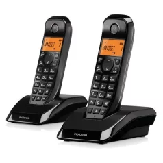  Motorola S1202 Duo DECT vezeték nélküli telefon 2 db kézibeszélővel, dokkolóval | fekete