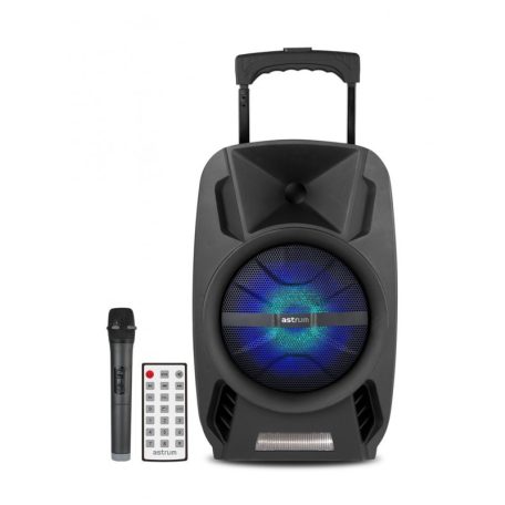 Astrum TM081 "Trolley" hordozható bluetooth hangszóró  8.0", 30W, FM, USB, MicroSD, színes LED világítás, mikrofon
