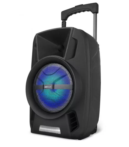 Astrum TM081 "Trolley" hordozható bluetooth hangszóró  8.0", 30W, FM, USB, MicroSD, színes LED világítás, mikrofon