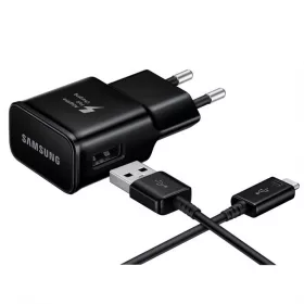   Csomagajánlat - Samsung EP-TA20EBE gyári hálózati fekete gyorstöltő 2A 15W USB - micro USB adatkábellel 1,5m ECB-DU4EBE