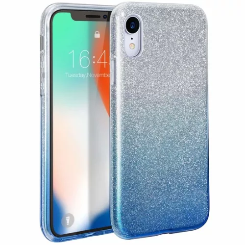 Shining Glitter tok - Huawei Y5 (2019) / Honor 8S / Honor 8S (2020) ezüst - kék csillogó tok