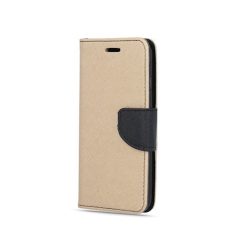   Fancy Samsung A145 / A146 Galaxy A14 4G / 5G oldalra nyíló mágneses könyv tok szilikon belsővel arany - fekete