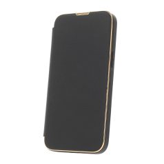   Smart Gold Frame MagSafe Apple iPhone 13 / 14 (6.1) oldalra nyíló könyv tok szilikon belsővel fekete