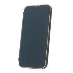   Smart Gold Frame MagSafe Apple iPhone 12 / 12 Pro 2020 (6.1) oldalra nyíló könyv tok szilikon belsővel zöld