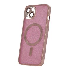   Glitter Chrome Mag - Apple iPhone 14 Plus (6.7) kameravédős, MagSafe tok pink