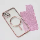 Glitter Chrome Mag - Apple iPhone 14 Pro (6.1) kameravédős, MagSafe tok pink