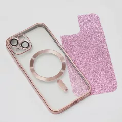   Glitter Chrome Mag - Apple iPhone 13 (6.1) kameravédős, MagSafe tok pink