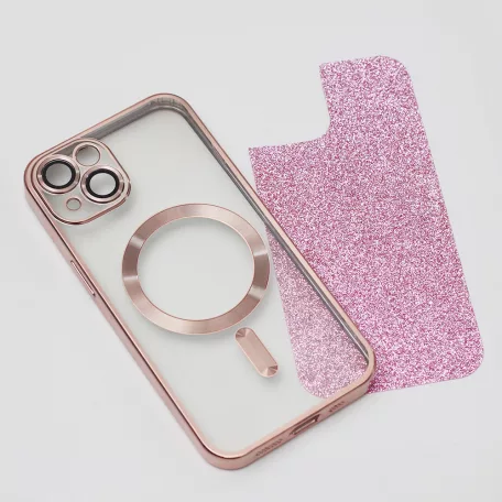 Glitter Chrome Mag - Apple iPhone 12 Pro 2020 (6.1) kameravédős, MagSafe tok pink