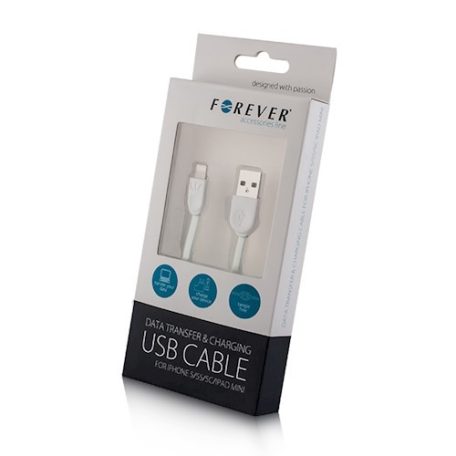 Forever Apple USB - Lightning (8Pin) fehér slim adatkábel 1A 1m