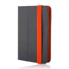 Univerzális 7-8" kinyitható műbőr tablet tok fekete - narancssárga