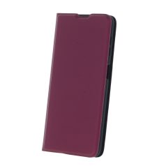   Smart Soft Apple iPhone 15 (6.1) oldalra nyíló mágneses könyv tok szilikon belsővel burgundy