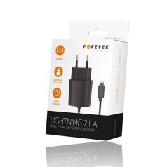   Forever Apple iPhone 8pin Lightning hálózati töltő 2.1A 1,2M kábellel EU fekete 10W