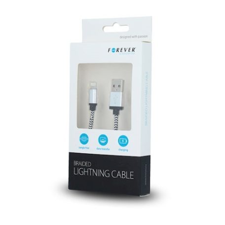 Forever Apple USB - Lightning (8Pin) szövetbevonatos erősített adatkábel 1A 1m