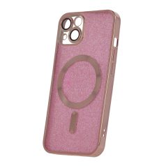   Glitter Chrome Mag - Apple iPhone 15 Plus (6.7) kameravédős, MagSafe tok pink