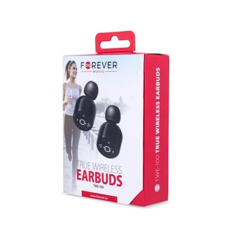 Forever TWE-100 Bluetooth 4.2 sztereó TWS headset beépített mikrofonnal fekete
