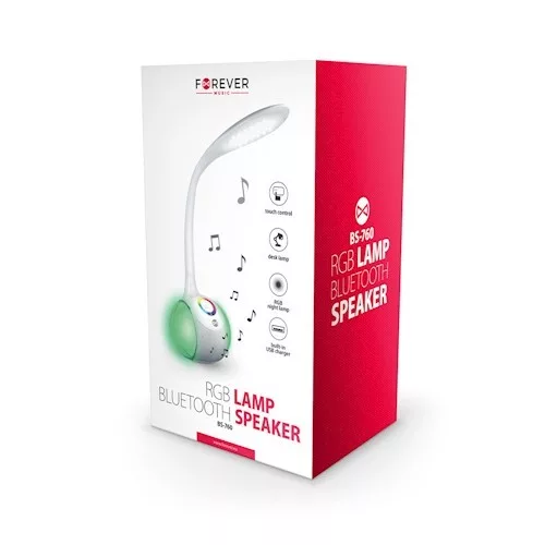 Forever BS-760 Bluetooth 3.0 hangszóró és kihangosító RGB Led világítással USB porttal 4W fehér