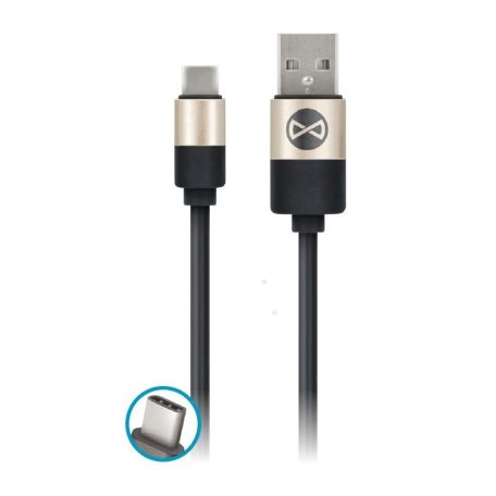 Forever Modern USB - Type-C fekete adatkábel 2A 1m