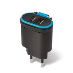   Forever TC-02 Apple iPhone 8pin Lightning hálózati töltő 2.4A + 2x USB foglalattal 0,2M kábellel EU fekete 12W