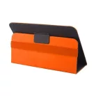 Univerzális 9-10" kinyitható műbőr tablet tok fekete - narancssárga