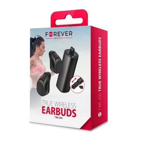Forever TWE-200 Bluetooth 4.1 sztereó TWS headset beépített mikrofonnal fekete
