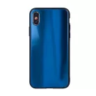 Rainbow szilikon tok üveg hátlappal - Apple iPhone XR (6.1) kék