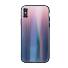   Rainbow szilikon tok üveg hátlappal - Apple iPhone XR (6.1) barna - fekete