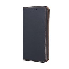   Genuine Leather Apple iPhone 7 / 8 / SE2 / SE3 (4.7) oldalra nyíló mágneses bőrhatású könyv tok szilikon belsővel fekete