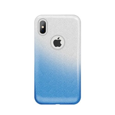 Shining Glitter tok - Huawei Y6S / Honor 8A / Y6 Prime 2019 kék - ezüst csillogó tok