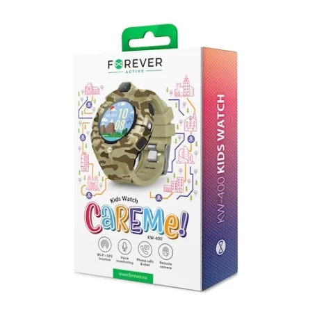 Forever KW-400 gyerek Bluetoothos okosóra GPS / Wifi nyomonkövetéssel, SOS segélyhívással barna