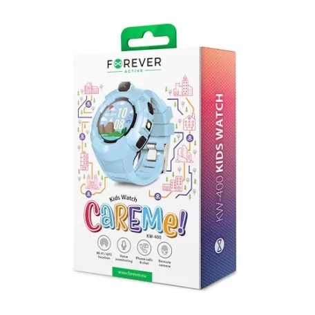 Forever KW-400 gyerek Bluetoothos okosóra GPS / Wifi nyomonkövetéssel, SOS segélyhívással kék