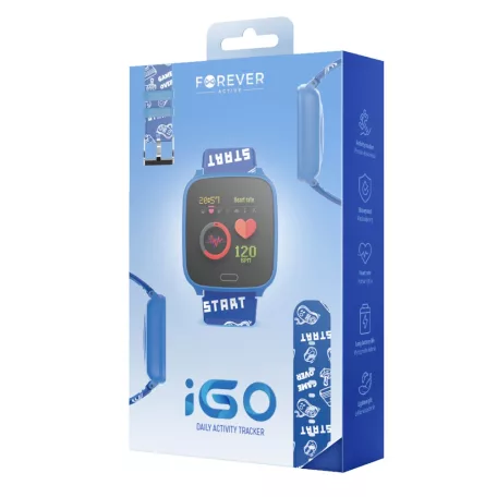 Forever IGO JW-100 okosóra Bluetooth 4.0 lépésszámlálóval, pulzusmérővel, kék