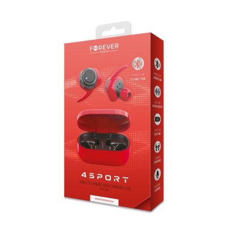Forever TWE-300 Bluetooth 5.0 sztereó TWS headset beépített mikrofonnal piros