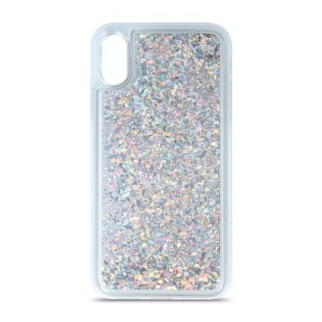 Liquid Sparkle Glitter - Samsung A415 Galaxy A41 ezüst szilikon tok