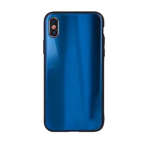 Rainbow szilikon tok üveg hátlappal - Huawei P40 kék