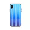 Rainbow szilikon tok üveg hátlappal - Huawei P40 Lite E világoskék