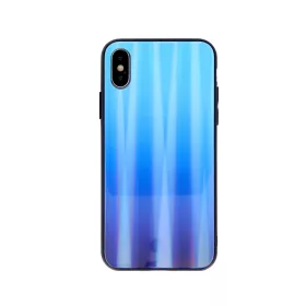  Rainbow szilikon tok üveg hátlappal - Huawei P40 Lite E világoskék