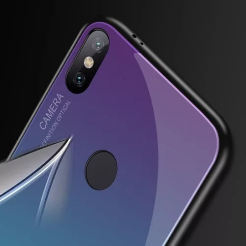 Rainbow szilikon tok üveg hátlappal - Huawei P40 Lite E világoskék