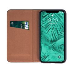   Genuine Leather Apple iPhone 12 Pro Max 2020 (6.7) oldalra nyíló mágneses bőrhatású könyv tok szilikon belsővel fekete