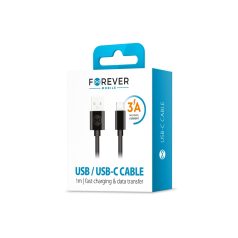 Forever USB - Type-C fekete adatkábel 3A 1m