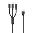 Forever 3in1 USB - Lightning (8Pin) - Type-C - micro USB fekete adatkábel 2A 1m