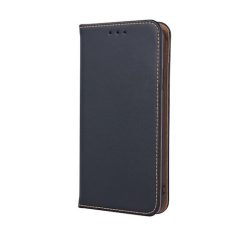   Genuine Leather Samsung A225 Galaxy A22 4G oldalra nyíló mágneses bőrhatású könyv tok szilikon belsővel fekete