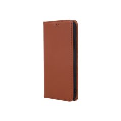   Genuine Leather Samsung A225 Galaxy A22 4G oldalra nyíló mágneses  bőrhatású könyv tok szilikon belsővel barna