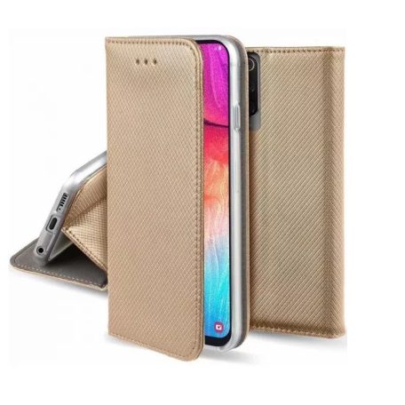 Smart magnet Samsung G965 Galaxy S9 Plus oldalra nyíló mágneses könyv tok szilikon belsővel arany