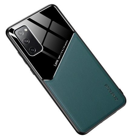 Lens tok - Samsung A217 Galaxy A21s (2020) zöld üveg / bőr tok beépített mágneskoronggal