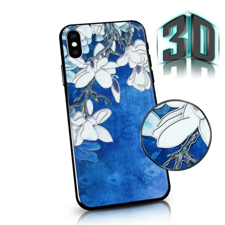3D Virágmintás tok - Huawei P40 szilikon tok kék