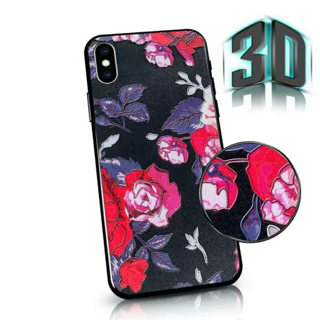 3D Virágmintás tok - Apple iPhone 11 Pro Max (6.5) 2019 szilikon tok fekete
