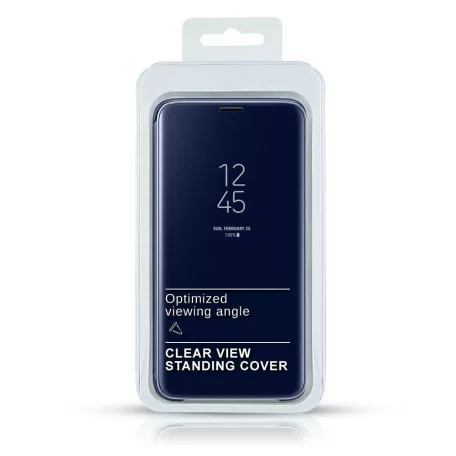 Clear View Apple iPhone 11 Pro Max (6.5) 2019 kék oldalra nyíló tükrös tok