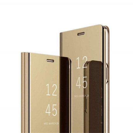 Clear View Huawei P40 Lite E arany oldalra nyíló tükrös tok