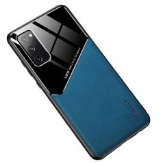   Lens tok - Samsung A202F Galaxy A20e (2019) kék üveg / bőr tok beépített mágneskoronggal